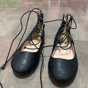 Girls Lace Up Ballet Flats